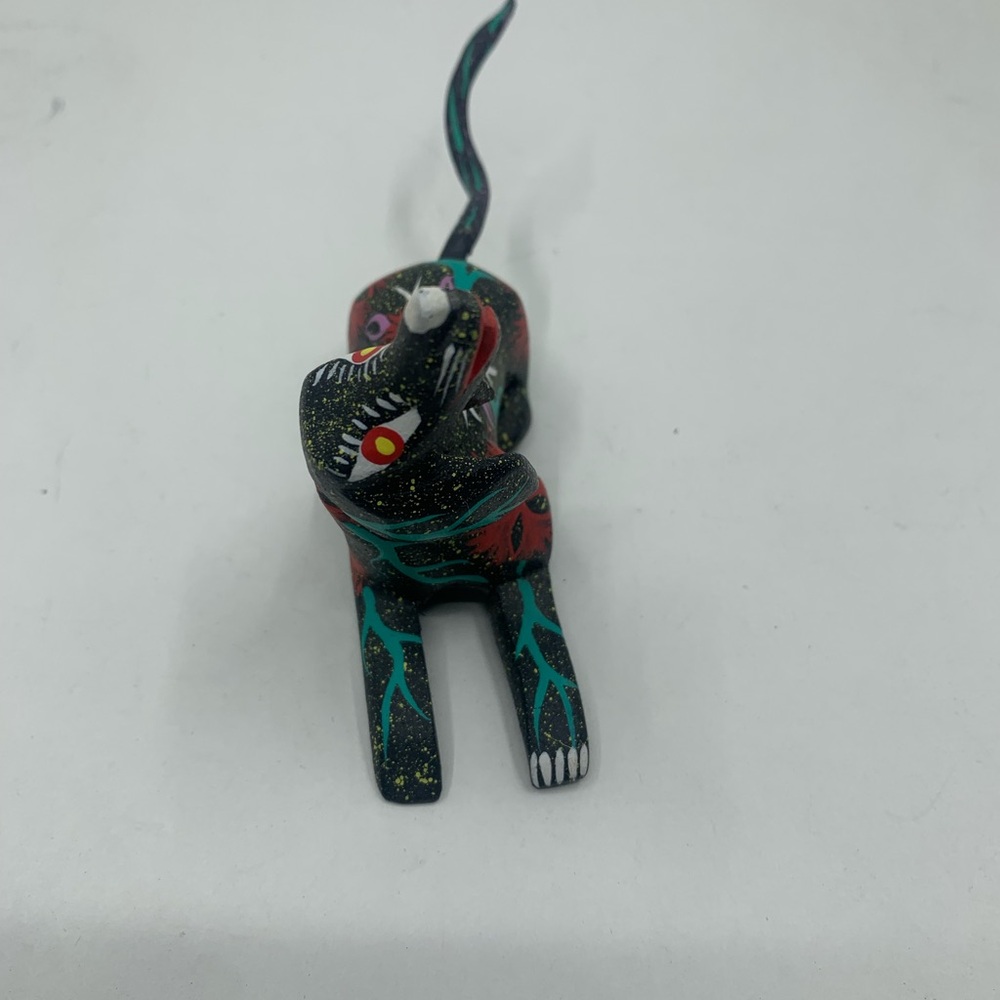 Vibrant Multicolor dog Figurine signed